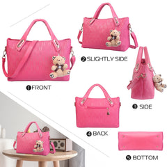 1Set/4Pcs Women Leather Handbag Lady Shoulder Bags Tote Satchel Purse Card Holder