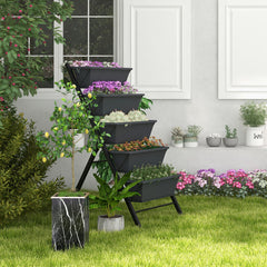 5-Tier Vertical Raised Garden Bed with Wheels and Container Boxes