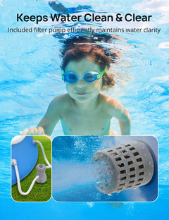 15ft *35in Inflatable Swimming Pool Include Filter Pump, Ground Cloth and Cover