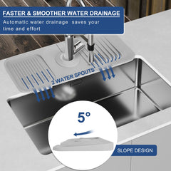 Faucet Splash Mat 14.56x5.51in Silicone Sink Drying Mat Water Drip Catching Tray Water Drainage Pad Sponge Soap Holder for Kitchen Bathroom Sink Faucet