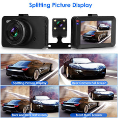 1080P Dual Dash Cam 3in Screen Vehicle Driving Recorder with Front Rear Camera G-Sensor Motion Detection Parking Monitor Night Vision Loop Recording 32G MMC Card Not Included