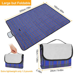 60\" x 78\" Waterproof Picnic Blanket Handy Mat with Strap Foldable Camping Rug