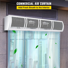 VEVOR Air Curtain 60-Inch Commercial Air Curtain 2 Speeds Door Air Curtain 2515 CFM/2285 CFM with 2 Limited Switches Low Noise Indoor Air Curtain