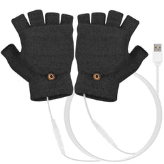 USB Wool Heated Gloves Mitten Half Fingerless Glove Electric Heated Gloves