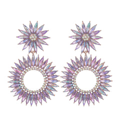 Multilayer Alloy Diamond Rhinestone Floral Earrings