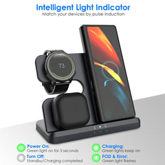 3 In 1 Fast Wireless Charger for Qi-enabled Phones Earphones Watches Wireless Charging Station