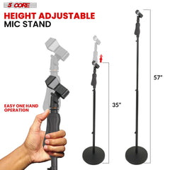 5Core Universal Microphone Stand Height Adjustable 35 to 57" Round Base Floor Mic Holder Metal Build - MS RBL HND CLCH