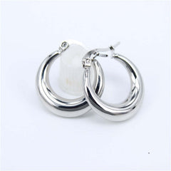 Smooth Exquisite Big Circle Hoop Earrings for Women Girl Wedding Party Stainless Steel Jewelry