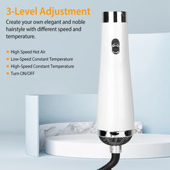 3 In 1 Hot Air Brush One-Step Hair Dryer Comb 3 Interchangeable Brush Combs Volumizer Hair Curler Straightener