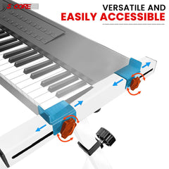 5 Core Keyboard Stand Heavy Duty White Height Width Adjustable Z Style Digital Piano Stands - KS Z1 WH HD