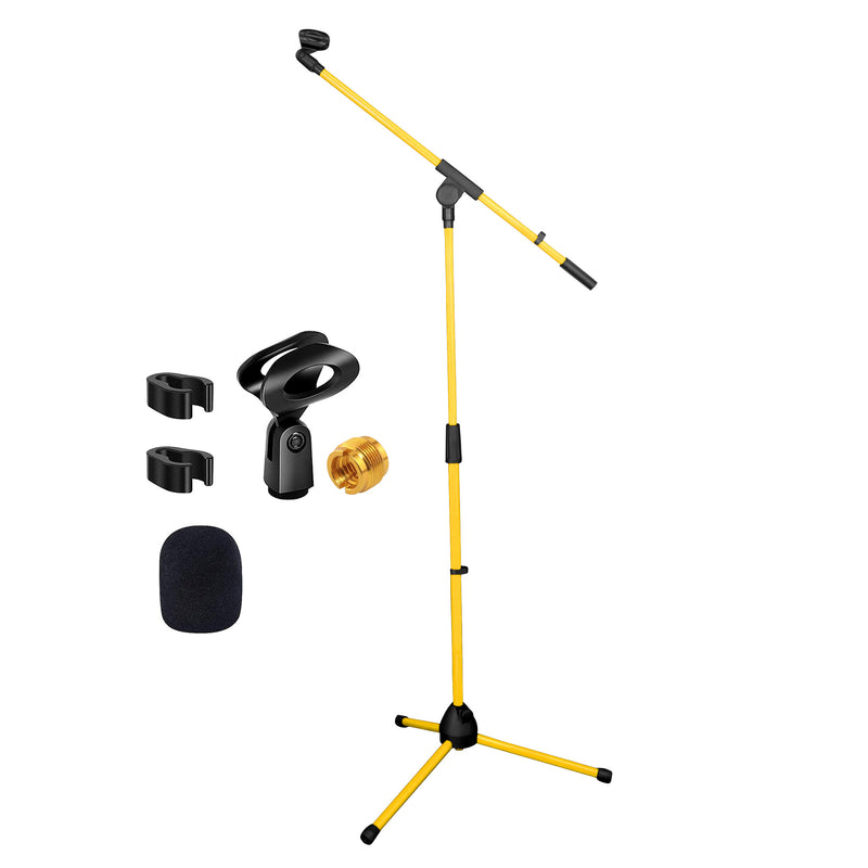 5 Core Tripod Mic Stand Heavy Duty Height Adjustable Floor Microphone Boom Arm Pedestal Para Microfono for Singing On Stage Studio - MS 080 YLW