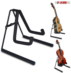 5 Core Ukulele Stand Black A Frame Holder | Lightweight Floor Stand for Uku, Mini Guitar, Banjo, Mandolin, Violin, Black | Anti-Slippery Base | Premium Thick Sponge Padded Arms Metal Body - GSS UKU