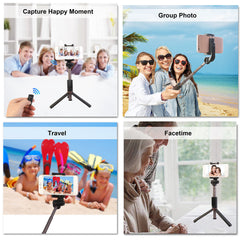 Wireless Selfie Stick Extendable Phone Camera Stick Tripod w/ Detachable Rechargeable Remote Shutter