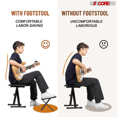 5 Core Guitar Foot Stool Height Adjustable Folding Leg Rest Portable Classical Footrest - GFS BLK