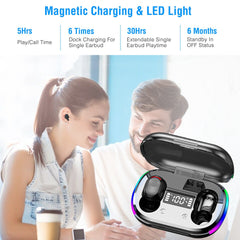 Wireless V5.3 TWS Earbuds In-Ear Stereo Headset Earphone Earpiece with Microphone Magnetic Charging Dock for Driving Working Traveling