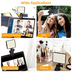 Rechargeable Selfie Light Fill Light 2000mAh Portable Clip On Light with 3 Light Modes 10 Brightness Levels for Phone Laptop Live Stream Make up Photography