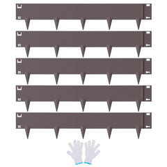 VEVOR Steel Landscape Edging, 5-pack Steel Garden Edging Borders, 39" L x 4" H Strips, Hammer-in Edging Border, Bendable Metal Landscape Edging for Yard, Garden, 3.15" Spike Height, Rustic Brown