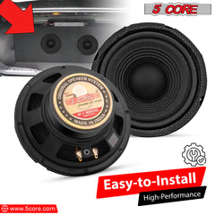 5 Core 5" Inch Mid Range Speaker System for Car 2 Pack Black Pro Series 200W Speakers 4 Ohm, 20W RMS and 30 oz Magnet Car Replacement Speakers - CS-05 MR Pair