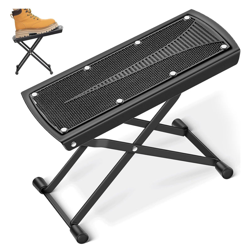 5 Core Guitar Foot Stool Height Adjustable Folding Leg Rest Portable Classical Footrest - GFS BLK