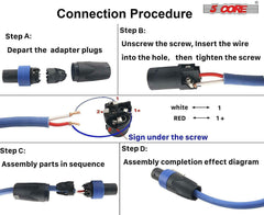 5 Core 4 Pole Speakon Connector 4 Pieces with Twist Lock Audio Jack Male Plug – Loud Speaker to Amplifier Plug - 4 Conductor Speak-On Cable Adapter Replacement - Speakon 4PCS