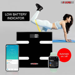 5 Core Scale for Body Weight Battery Power Smart Digital Most Accurate Fat Loss Machine Pesas Para Pesar Personas w App Sync - BBS HL B BLK