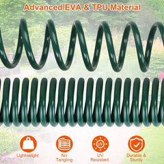 EVA Recoil Garden Hose Flexible Self-coiling Water Hose with 3/4' and 1/2' Adapter with 7 Spraying Modes for Boat Greenhouse Yard Patio