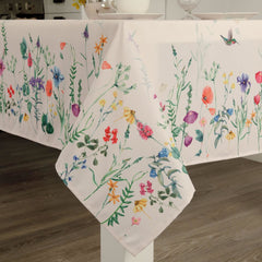 Watercolor Party Flowers Square Easter Tablecloth Non Iron Stain Resistant 52 x52 inch