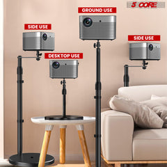 Projector Stand Height adjustable 28"-52" Tall Floor Stands w 3 Mounting Options 360° Rotatable Ball Head Heavy Duty Multipurpose Soporte Para Proyector for Home Office 5 Core PS FLR RB BLK