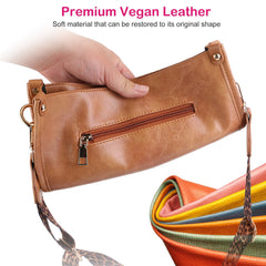 Women Fashion Leather Crossbody Bag Shoulder Bag Casual Handbag with Flexible Wearing Styles Adjustable Guitar Strap