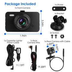 1080P Dual Dash Cam 3in Screen Vehicle Driving Recorder with Front Rear Camera G-Sensor Motion Detection Parking Monitor Night Vision Loop Recording 32G MMC Card Not Included