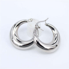 Smooth Exquisite Big Circle Hoop Earrings for Women Girl Wedding Party Stainless Steel Jewelry