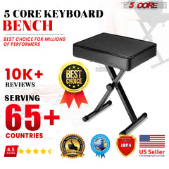 5 Core Keyboard Bench Height Adjustable Piano Chair Thick Padded Music Stool Heavy Duty Seat for Pianist Drum Guitar Player