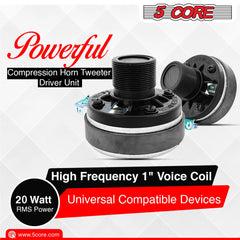 5 Core Compression Driver 1\" Exit Screw-On Horn 200W PMPO Tweeter Driver Unit High Frequency 8 Ohms 1\" Voice Coil 108dB Also-for Car Audio Speaker System 5C-D26