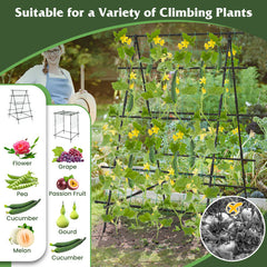 A-Frame Garden Cucumber Trellis with Netting for Climbing Plants Outdoor