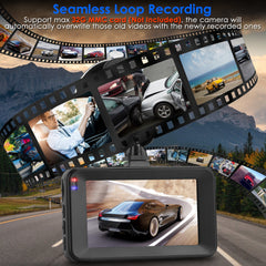 1080P Dual Dash Cam 3in Screen Vehicle Driving Recorder with Front Rear Camera G-Sensor Motion Detection Parking Monitor Night Vision Loop Recording 32G MMC Card Not Included