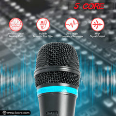 5 Core Handheld Wired Microphone Premium Dynamic Neodymium Unidirectional Mic W/Mesh Grille Metal Body ON/Off Switch 16ft Detachable Cable Suited for Singing, Speech, Karaoke with Clip + Bag- ND 26X