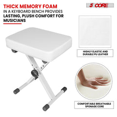 5 Core Keyboard Bench Height Adjustable Piano Chair Thick Padded Music Stool Heavy Duty Seat for Pianist Drum Guitar Player