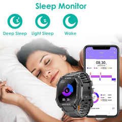 1.69in Full Touch Wireless Smart Watch 3ATM Waterproof Sport Fitness Watch with Sleep Heart Rate Blood Oxygen Blood Pressure Monitor Fit for iPhone Android