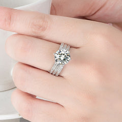 Plated Silver  Ring For Women Luxury Bridal Engagement Wedding Rings Fine Jewelry