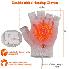 USB Wool Heated Gloves Mitten Half Fingerless Glove Electric Heated Gloves