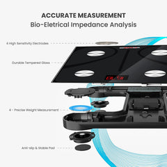 5 Core Scale for Body Weight Battery Power Smart Digital Most Accurate Fat Loss Machine Pesas Para Pesar Personas w App Sync - BBS DOT B BLK