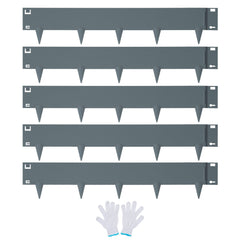 VEVOR Steel Landscape Edging, 5-pack Steel Garden Edging Borders, 39" L x 3" H Strips, Hammer-in Edging Border, Bendable Metal Landscape Edging for Yard, Garden, Lawn, 3.15" Spike Height, Dark Gray