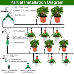 164FT Drip Irrigation Kit Automatic Garden Irrigation System Misting Plant Watering Drip Kit for Garden Greenhouse Flower Bed Patio Lawn