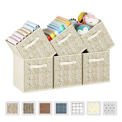 6 Pack Fabric Storage Cubes with Handle, Foldable 11 Inch Cube Storage Bins, Storage Baskets for Shelves, Storage Boxes for Organizing Closet Bins