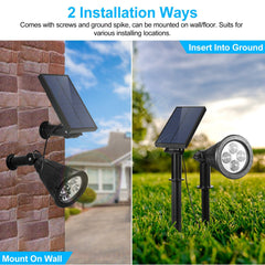 Solar Powered Spotlight Outdoor Dusk To Dawn Light Wall Path Lawn Garden Lamp Waterproof