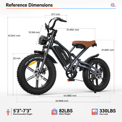 JANSNO Electric Bike 20" x 4.0 Electric Bike for Adults with 750W Brushless Motor, Long-Lasting 48V 14Ah Removable Battery, 7-Speed Transmission , 20 Inch Fat Tires,Integrated wheels,UL Certified.