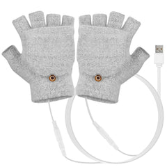 USB Wool Heated Gloves Mitten Half Fingerless Glove Electric Heated Gloves