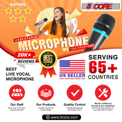 5 Core Handheld Wired Microphone Premium Dynamic Neodymium Unidirectional Mic W/Mesh Grille Metal Body ON/Off Switch 16ft Detachable Cable Suited for Singing, Speech, Karaoke with Clip + Bag- ND 26X