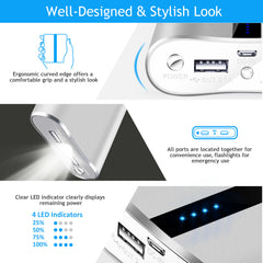 12000mAh Portable Charger with Dual USB Ports 3.1A Output Power Bank Ultra-Compact External Battery Pack