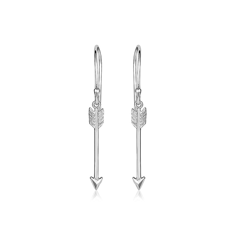 Sterling Silver Polished and Textured Arrow Earrings